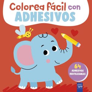 COLOREA FACIL CON ADHESIVOS. ELEFANTE
