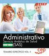 ADMINISTRATIVO. SERVICIO ANDALUZ DE SALUD (SAS). TEMARIO ESPECIFI